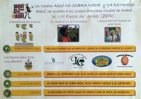 Señores hoy en nuestra caseta juegos populares a partir de las 20:00.