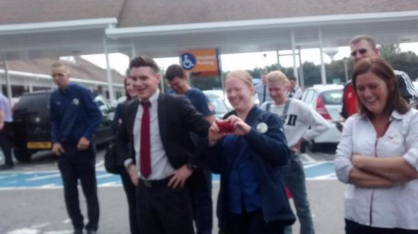 Basildon team enjoying watching the deputy and store manager get a soaking  "