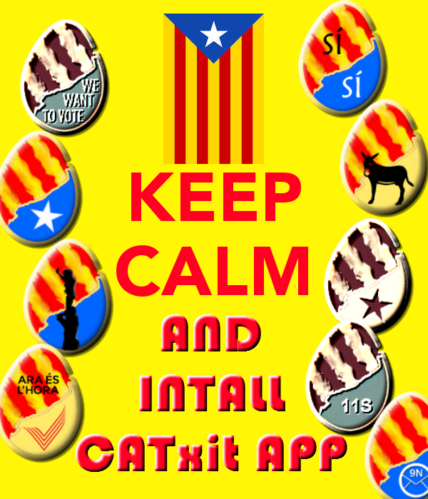 CATxit's tweet photo. KEEP CALM and INSTALL CATxit! Vinga nois participeu! #VolemV3MilionsVarcelona #araeslhora #Vvirtual #CATxit #tram http://t.co/JhvjA1HHwN