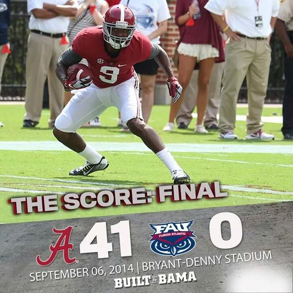 mkoster86's tweet photo. #RollTide #BAMAvsFAU #BamaFootball #shutout http://t.co/KkpYB5Rxj5