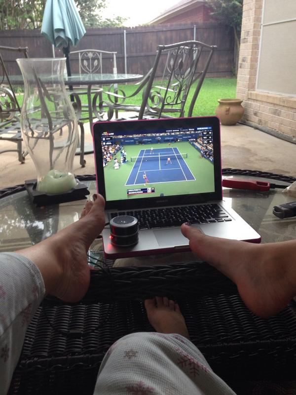 pollynay's tweet photo. Tennis anyone? #backporch #rain @usopen #doublefinals #tennis http://t.co/V41Zryk7kg