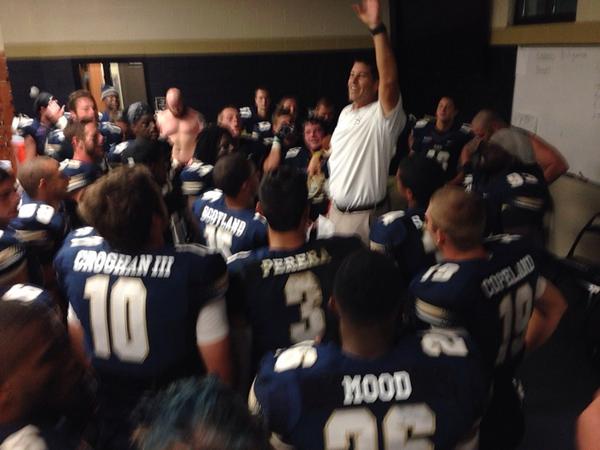 csusports's tweet photo. Post game in a happy locker room. Bucs win! 2-0 on the year and now 12-3 overall under Chadwell. http://t.co/hx1qvey05x