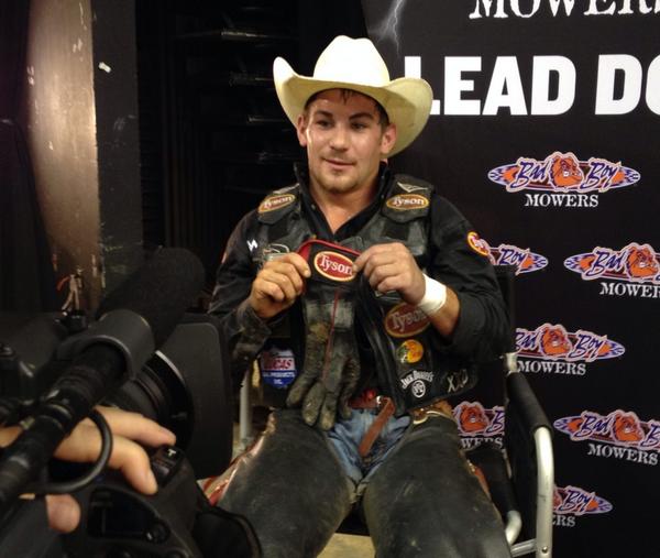 .<a href="/OutlawChase/">Chase Outlaw</a> sits in the <a href="/BadBoyMowers/">Bad Boy</a> Lead Dog chair with 172.75 points on two bulls at #PBRNASH.