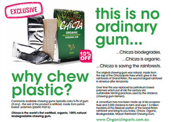 .<a href="/ChiczaMexico/">Chicza México</a> will offer discounts on the first organic, biodegradable chewing gum from Mexico! #MexFestAU