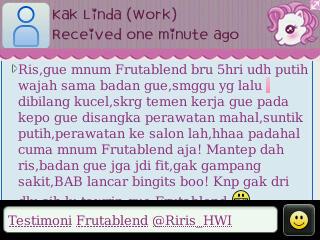 Testimoni FRUTABLEND dri sist Linda di Bekasi,5hri udh kinclong