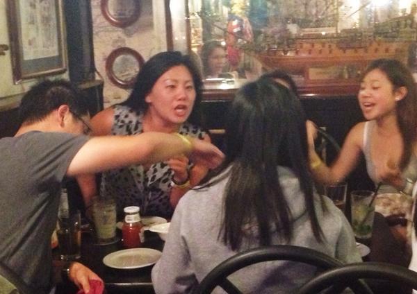 CaroPardilla's tweet photo. These people here? Are bringing up the sound in the bar to 11. #asianflush #stopserving http://t.co/zmL5MYK1nW