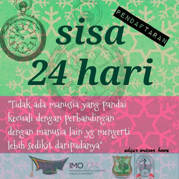 Ayo medical students daftar olimpiade kece ini skrng di imoandalas2014.com, tinggal 24 hari lagi @imoandalas2014
