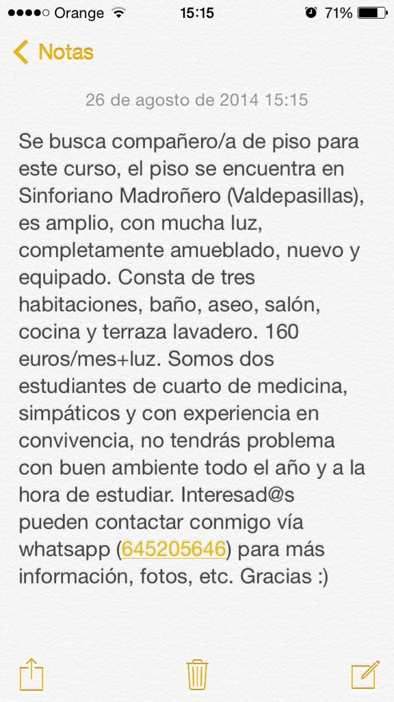 Javas_jcm's tweet photo. Se busca compañer@ de piso en Badajoz. Somos dos estudiantes de medicina, el piso esta genial y en valdepa. RT porfa http://t.co/A26IBRwN2F