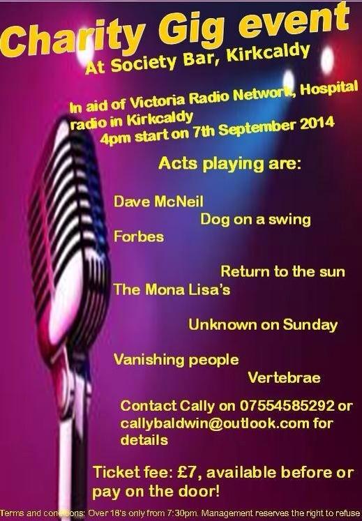 Today from 4pm at Society in #Kirkcaldy - fundraiser for VRN. Come along!