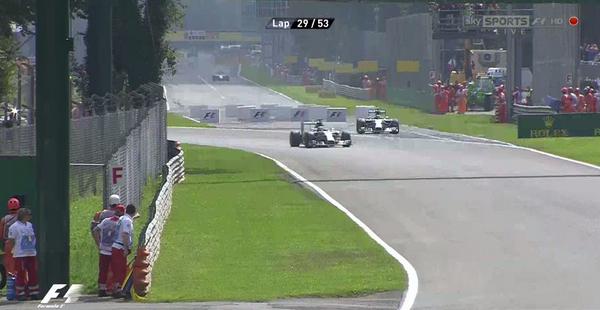Lap 29: Mistake from Rosberg! Locks up on the first corner again &amp; Hamilton now leads. #SkyF1