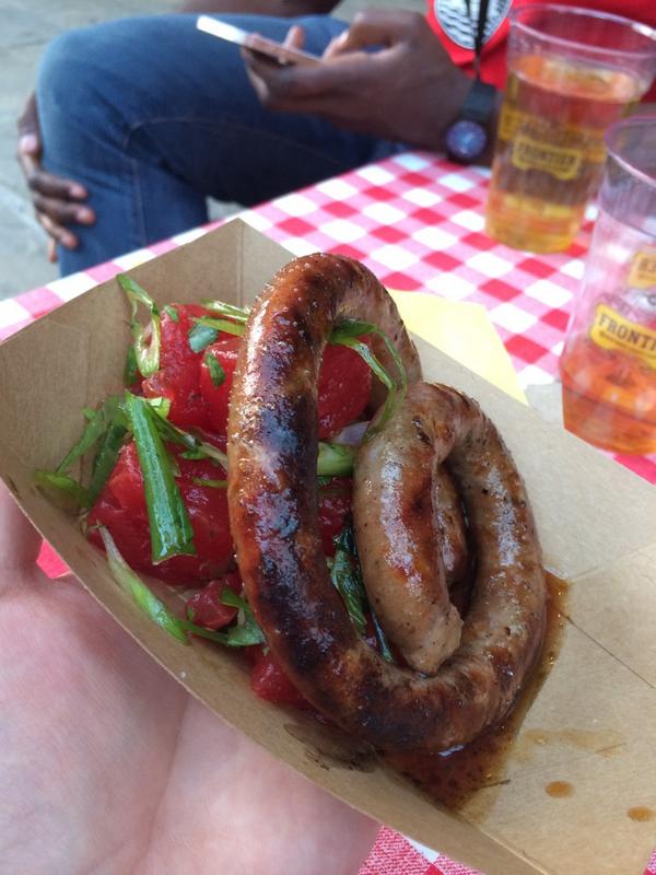 BillyThePigUK's tweet photo. Last dish of the day! Compressed watermelon w/ Merguez Sausage @breadstkitchen #Meatopia2014 @LovePork @MeatopiaUK http://t.co/5wmekjcRw0