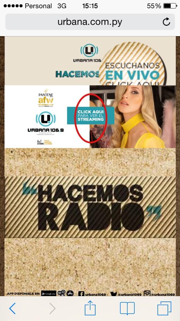 MilvaGauto's tweet photo. Viendo desde mi Smart @afwpy 
Entra a la web 
http://t.co/rbKCuiyiob @Urbana1069 #U1069AFW #panteneafw #afwpy http://t.co/Eimewuv4fe