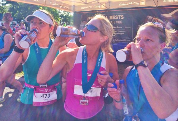 chocolate_milk's tweet photo. Tri-babes @ #IGSandyHook recovering w/ 9 essential nutrients. Congrats to all @TheIronGirl athletes on today's race! http://t.co/fL29vQL8Ee