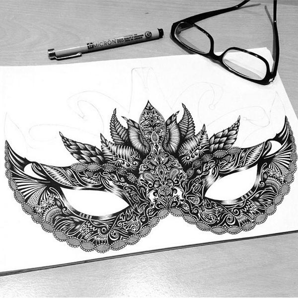 DrawingX's tweet image. Amazing zentangle mask '