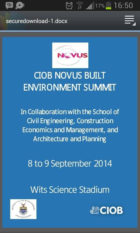 CEMCouncil_Wits's tweet photo. Built Environment students join CIOB Novus tomorrow at WITS, cc @LahLee_M @VuyoKuboni and friends http://t.co/sA8oWvEaYK