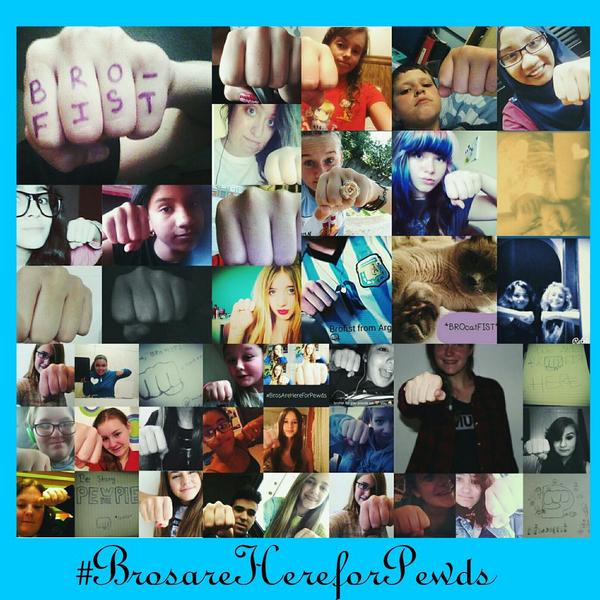 pewdiesenpaii's tweet photo. Hey @pewdiepie ! We bros just wanna let you know that we will always be there for you! *brofist* #BrosAreHereForPewds http://t.co/tSXZ0qtDcm