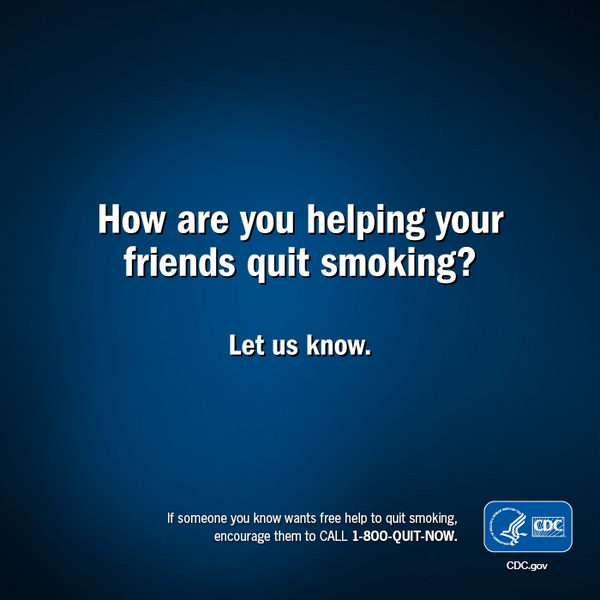 HHSGov's tweet photo. Your support can mean more than you think. Tell @CDCTobaccoFree how you are helping a friend quit. #BeTobaccoFree http://t.co/au2wm0cyc7