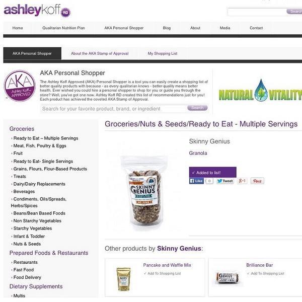 Skinny_GeniusGF's tweet photo. Excitedto be on Ashley Koff Approved! #skinnygenius products now on her site! #ashleykoffapproved  #glutenfree #shop http://t.co/yL8euSrMtd