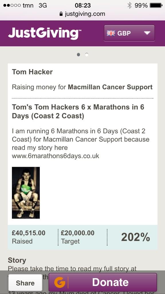 coast_run's tweet photo. £40,500 and counting . . Before GiftAid !! http://t.co/LPZenX7QOh