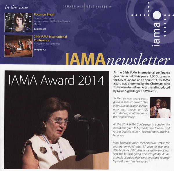 Mrs. Bustani receiving the IAMA award in London.