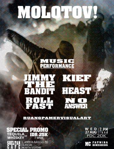 Mari merapat ke <a href="/SoeltanCafe/">Soeltan Cafe</a> MOLOTOV! akan segera diluncurkan! <a href="/JIMMYTHEBANDIT_/">Jimmy the Bandit</a> <a href="/KIEF_JKT/">KIEF</a> <a href="/HEASTsound/">Babe A</a> @rocknrollfast