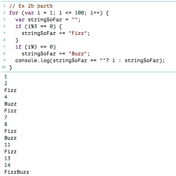SOJewell's tweet image. @marijnjh Thanks! you mentioned a 'clever' solution to FizzBuzz - can u post it online so I can compare? #eloquentJS