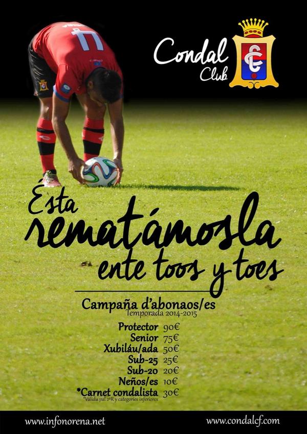 El <a href="/Condalclub/">Condal Club</a> entama la campaña de abonaos y abonaes pa esta temporada. Sofita al to equipu llocal. #RematamosToos