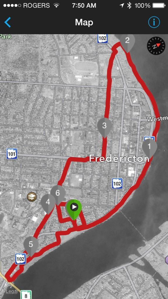 thomjeff's tweet image. Easy run day: 6.25-mi., 8:44 pace. #runnb #fredericton