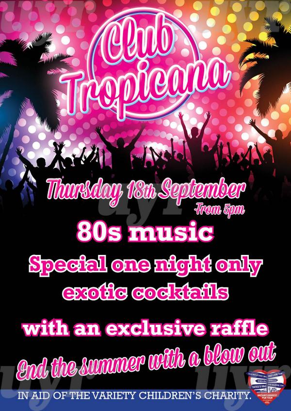 Alicebar1's tweet photo. We're bringing Club Tropicana back to round off the summer with a bang! Book your exclusive area now! http://t.co/cFiwg2VgTj
