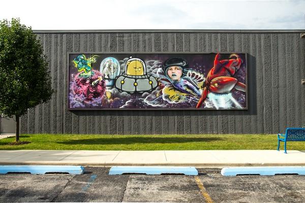 threadless's tweet photo. HQ looks pretty out of this world thanks to #HotDose, @JcRivera, The Lie (@PaperCrownG), @CzrPrz1, and @Modest_Inc! http://t.co/zPki7CEKXi