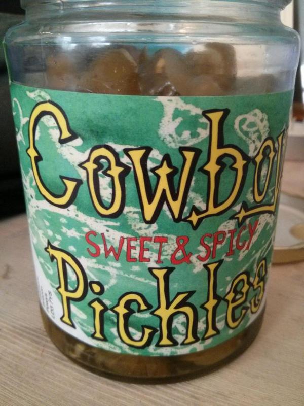These <a href="/CowboyPickles/">Cowboy Pickles</a> I bought this morning from <a href="/No12Easton/">No.12 Easton</a> are awesome! Sweet, spicy &amp; made in Wales ;)