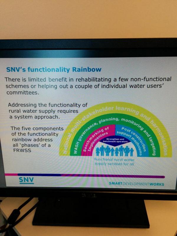 SustainableWASH's tweet photo. @SNVworld works to address functionality of rural wat supply through a systems approach #MERL #Resolution #SustWASH http://t.co/DXsTvkz5BM