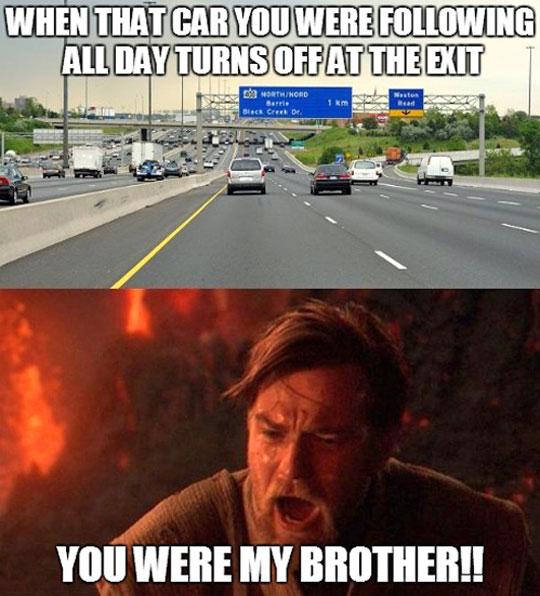 Rob_Falco's tweet photo. "@MensHumor: When that car you were following all day turns off at an exit... http://t.co/tzra0i1FbB" @rlombardo09 #roadallies