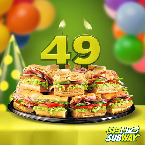 SUBWAYArabia's tweet image. #UAE Celebrate your birthday with ours! Visit us today, submit a copy of your ID &amp;amp; get a #SandwichPlatter on us!