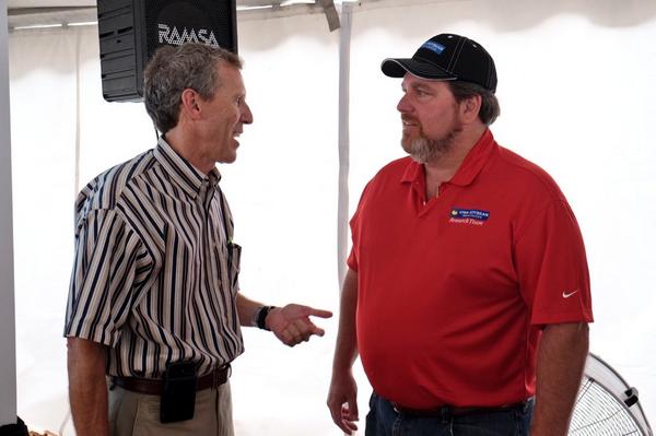 IowaSoybeans's tweet photo. Roger Wolf, ISA, talks with Karl Brooks, EPA, before the start of the Bridging Troubled Waters panel at #FPS14 http://t.co/kxjnuF3DqD