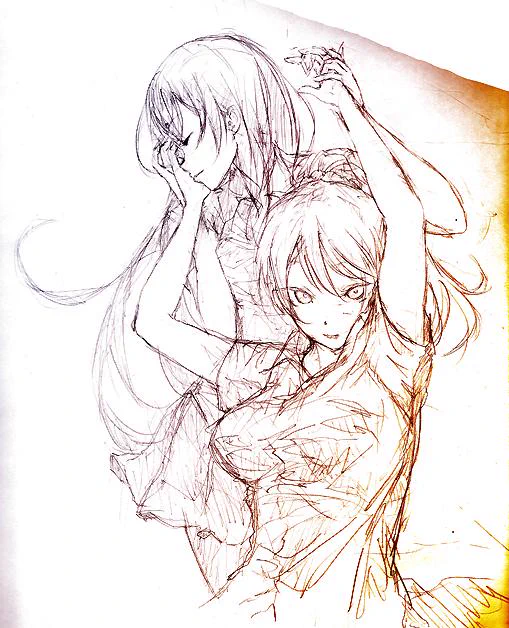 綺麗な海未絵里。描きかけ。 