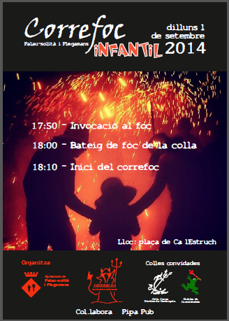 Cartell | Correfoc Infantil Dilluns 1 de Setembre amb <a href="/fures_diables/">Diables Cerdanyola</a> Diables de Castelldefels #fmpsip <a href="/palauplegamans/">Ajuntament Palau-solità i Plegamans</a>