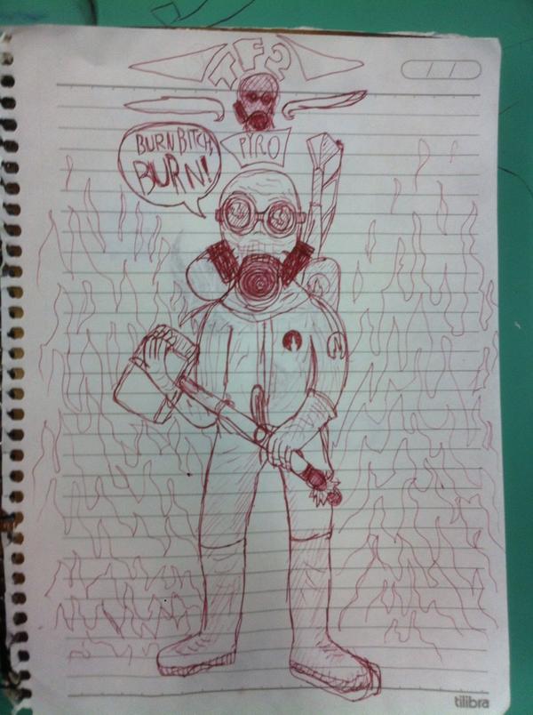 PyroTF2Brazil's tweet image. Fizeram um retrato meu e achei legal... Só está um pouco errado...