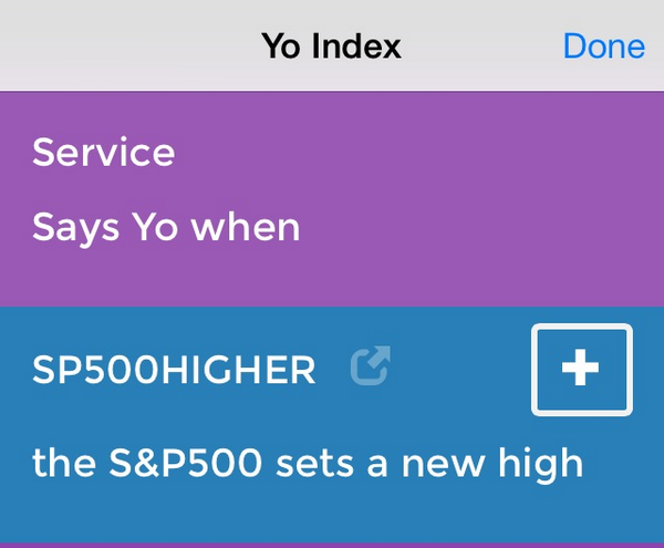 YoAppStatus's tweet image. S&amp;amp;P sets a new high? There's a Yo for that. | justyo.co/SP500HIGHER