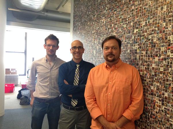 #JamesDysonAward US judging is underway in NYC. Judges Rob Green, <a href="/LanceUlanoff/">Lance Ulanoff</a> and <a href="/MarcoPerry/">Marco Perry</a> break for a photo.