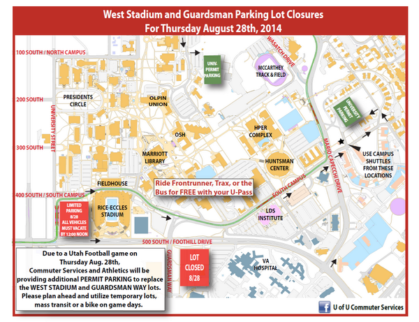U Of U Parking University Of Utah On Twitter: "Parking Permit Info For Tmrw: Stillwell Field & Area Near Alumni House Will Be Open. Stadium & Guardsman Lots Closed. Http://T.co/Reibipyfmb" / Twitter U Of U Parking University Of Utah On Twitter: "Parking Permit Info For Tmrw: Stillwell Field & Area Near Alumni House Will Be Open. Stadium & Guardsman Lots Closed. Http://T.co/Reibipyfmb" / Twitter