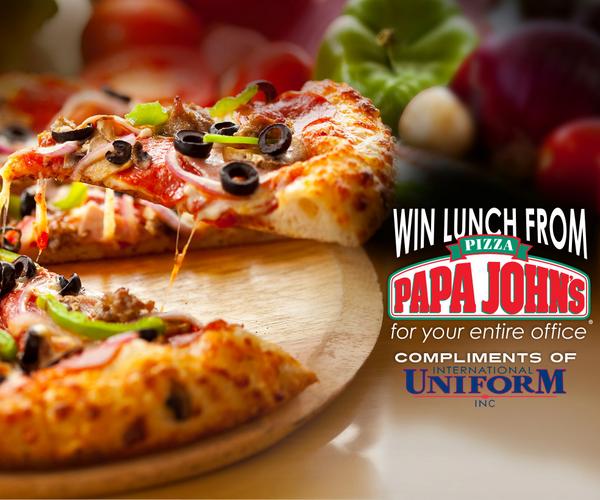 Win lunch for your office from Papa Johns, compliments of International Uniform! facebook.com/internationalu…