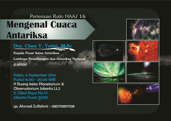 haaj84's tweet photo. Pertemuan Rutin HAAJ ke-16 | Mengenal Cuaca Antariksa | Pemateri : Dra. Clara Y. Yatini, M.Sc http://t.co/tgL0MIl0EH