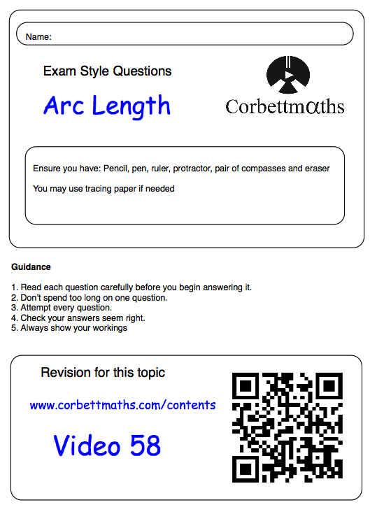 Corbettmaths New Worksheet Arc Length Perimeter Of Sectors T Co Remuefkpku Http T Co Lbsyyqs2xc