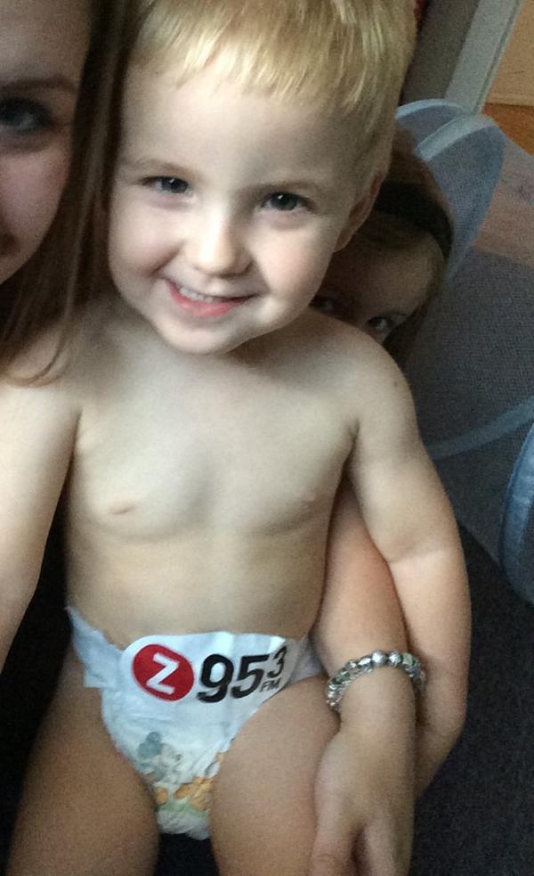 CamilleHillis's tweet photo. Another great use for the @Z953VAN sticker, he's never getting out of this diaper on his own! #ZStickerSelfie http://t.co/jU4T3M0kMF