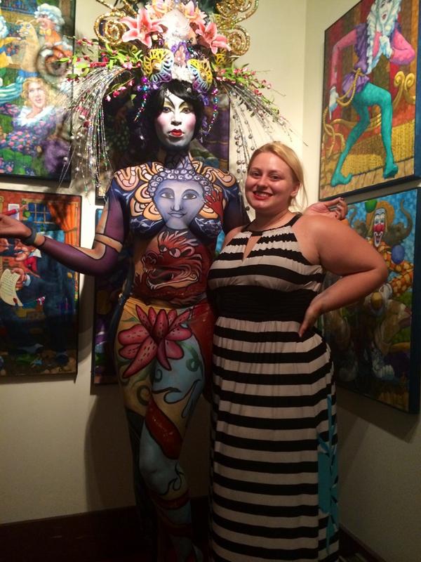 YesWeekWhitney's tweet image. Artist Tiffany Gil and her model Brandy Valentine in Asian inspired body paint for 17DAYs @ArtsGSO competition.