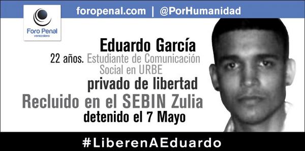 #21J Eduardo Garcia: 410 días privado de libertad. Estudia en #URBE #LiberenAEduardo