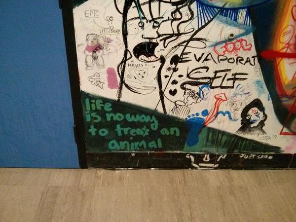 erikMondrian's tweet image. Still my favorite quote from the wisdom-covered walls of the @CalArts #Sublevel: "Life is no way to treat an animal."