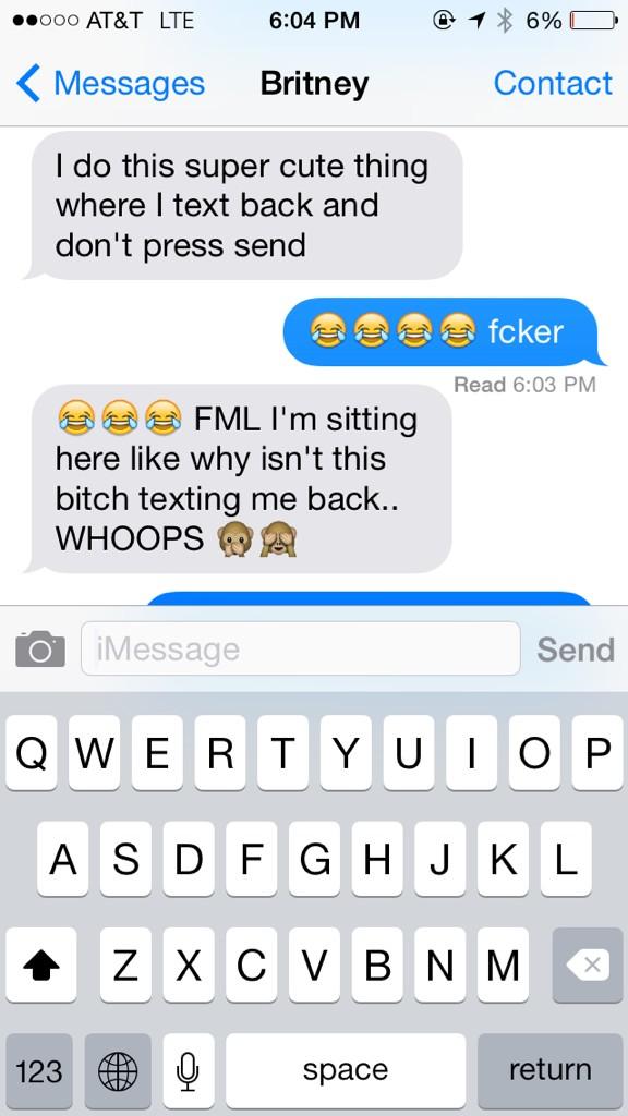 Heartless1one's tweet photo. This bitch 😂😂😂 #textingissues @brittanysharie http://t.co/9uecYlL6MX