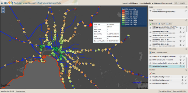 philspatial's tweet photo. 800m walk catchments for 270 stations in Melb scored by street connectivity! #infrahack #Simtect #walkability #AURIN http://t.co/WLQtrU2f06